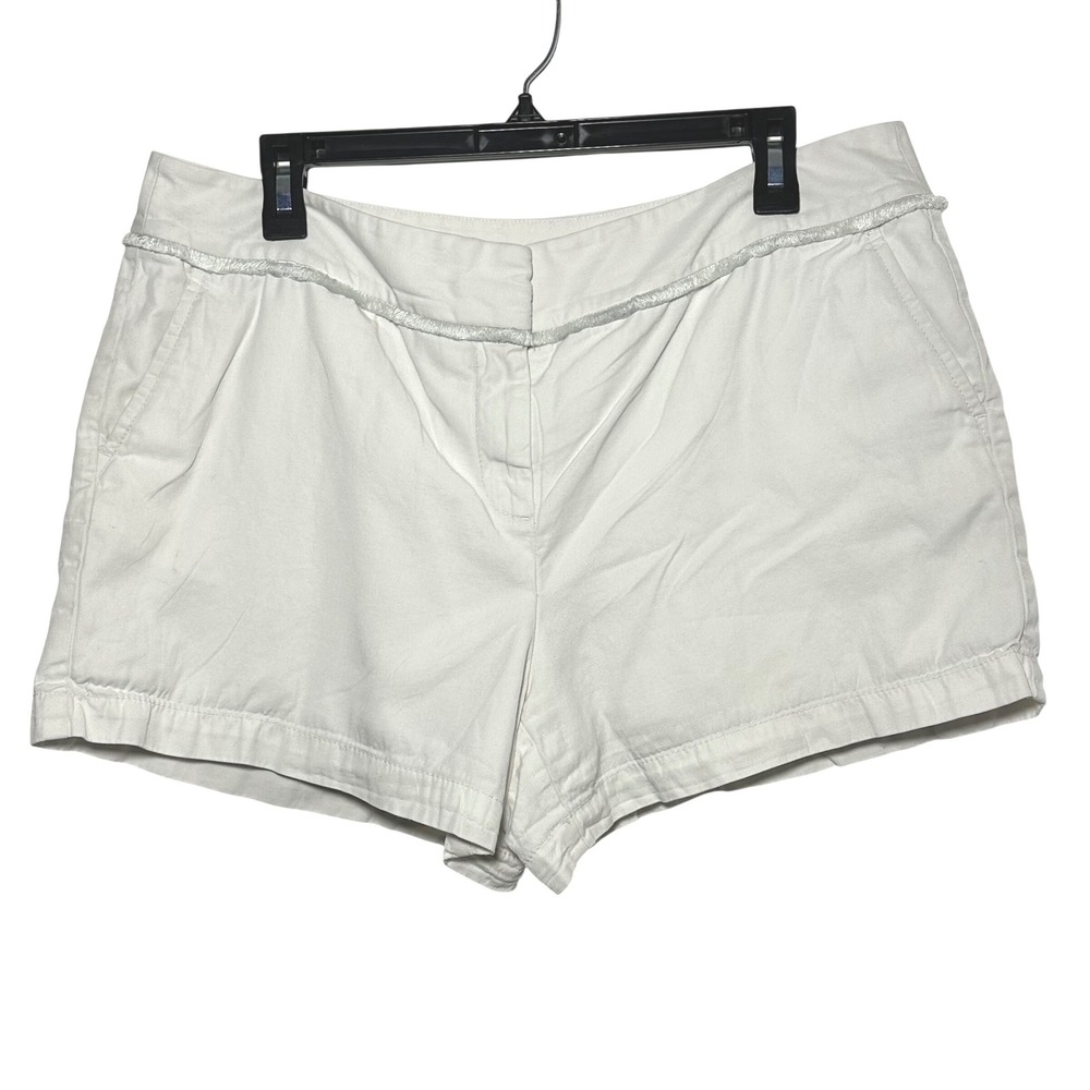 FLAW - LOFT Outlet Women's White Cotton Lyocell Blend 4 Inch Short Size 12